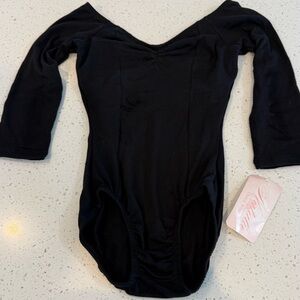 New Natalie Dancewear Womens Small Black Leotard Ballet Dance